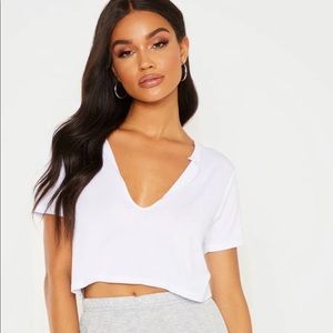 Brand New PrettyLittleThing Deep V Crop Top